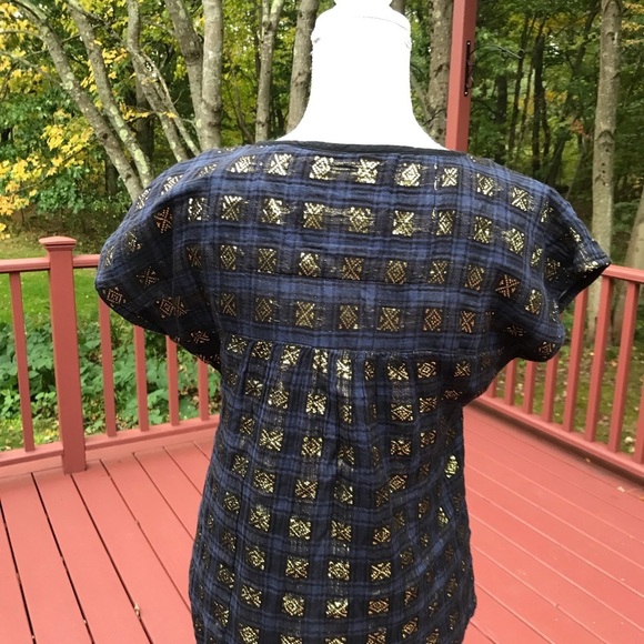 ACE & JIG Size S navy/gold Short Sleeve cotton top - Picture 4 of 8